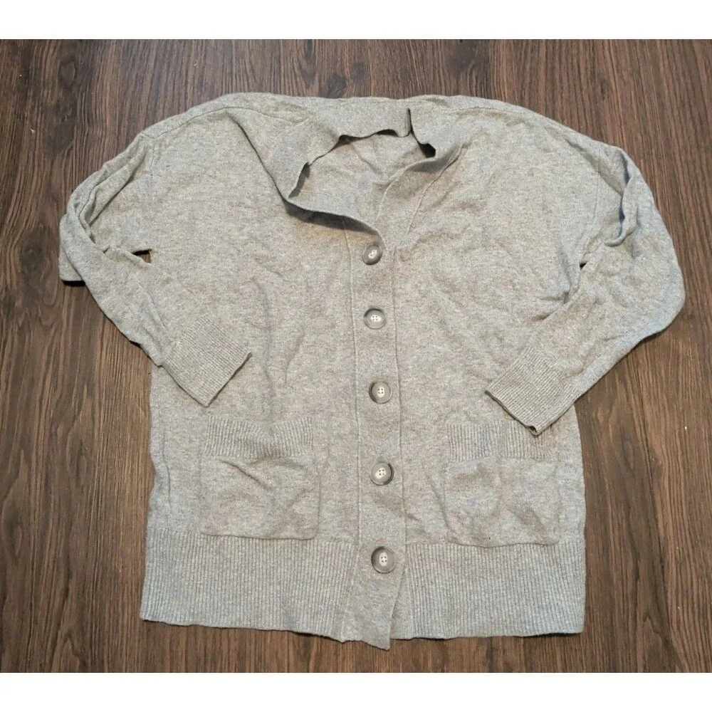 Loft Cardigan Sweater Women's Size Small Gray Button Down